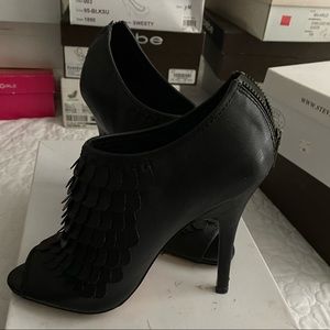 Black leather booties